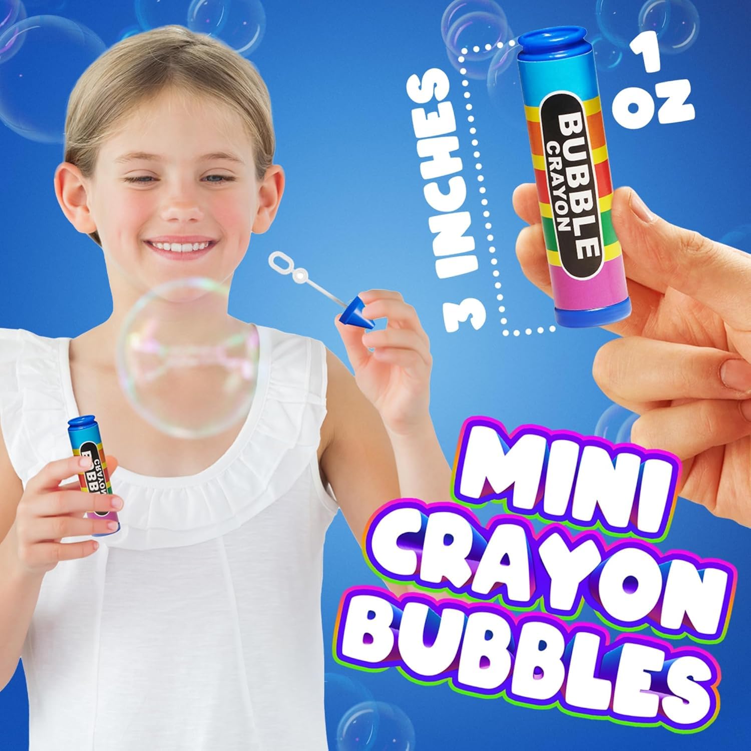 Mini Crayon Bubbles for Kids (Pack of 288) 1 Fl Oz Bulk Bubbles for Kids & Bubble Wand Bottles in Assorted Crayons Shape Colors Non-Toxic Mini Bubbles Party Favors, Outdoor Toys for Goodie Bags